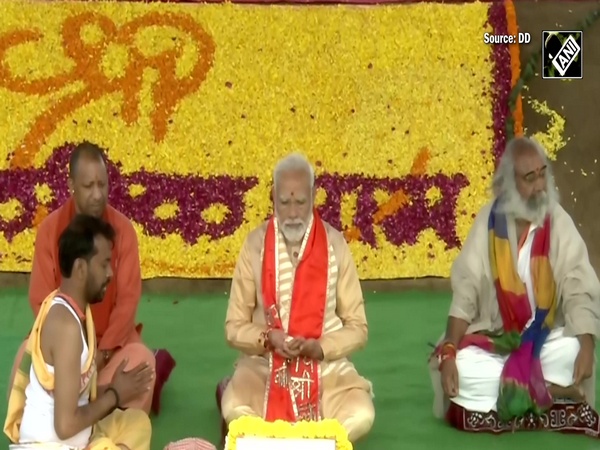 PM Modi performs pooja during foundation stone laying ceremony of Hindu shrine Kalki Dham in Sambhal