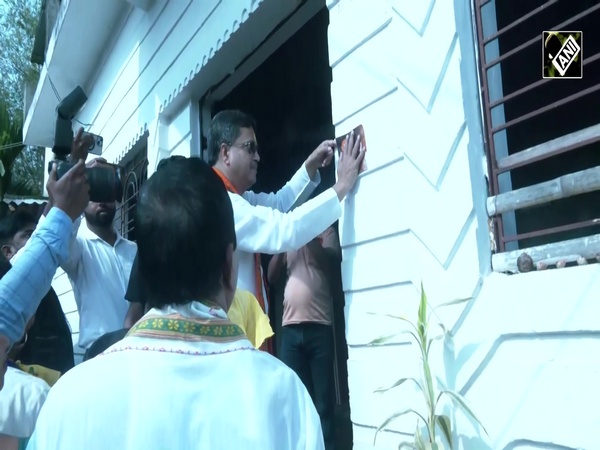 Tripura CM Manik Saha participates in door-to-door campaign for Lok Sabha Polls in Bamutia