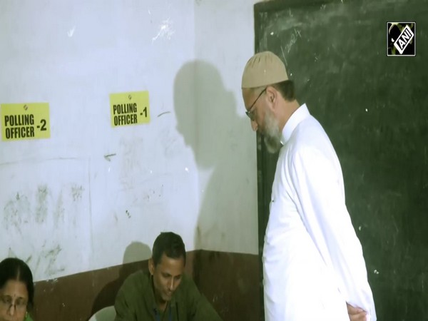 Lok Sabha Election Phase 4: AIMIM Chief Asaduddin Owaisi casts vote at a polling booth in Hyderabad