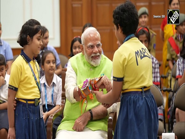 PM Narendra Modi celebrates Raksha Bandhan with school kids