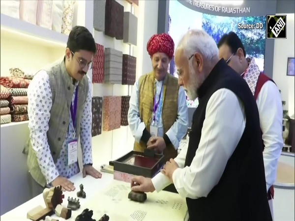 PM Modi takes stock of exhibition in Rising Rajasthan Global Investment Summit 2024 in Jaipur