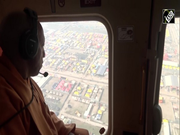 UP CM Yogi Adityanath conducts aerial survey of Maha Kumbh 2025