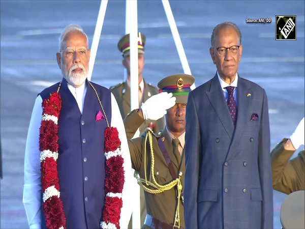 PM Modi lands in Mauritius, receives grand ceremonial welcome