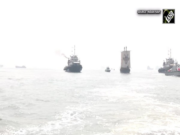 INSV Kaundinya flagged into Mumbai harbor marking completion of its historic India-Oman-India Voyage