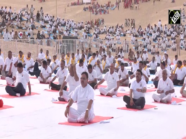 Rajasthan CM Bhajanlal Sharma performs Yoga on the occasion of International Yoga Day
