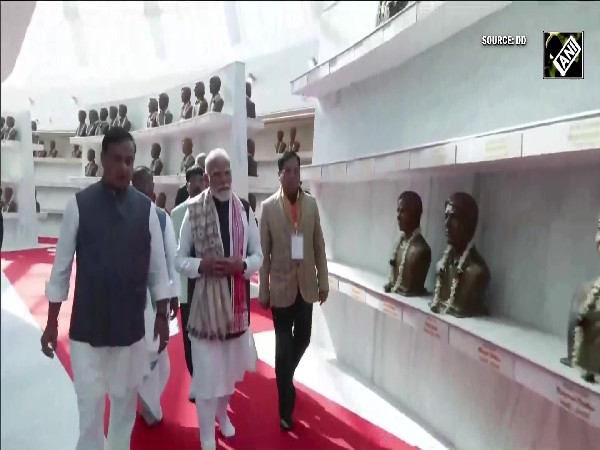 PM Narendra Modi pays floral tributes at Swahid Smarak Kshetra in Guwahati
