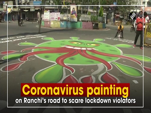 Coronavirus painting on Ranchi’s road to scare lockdown violators