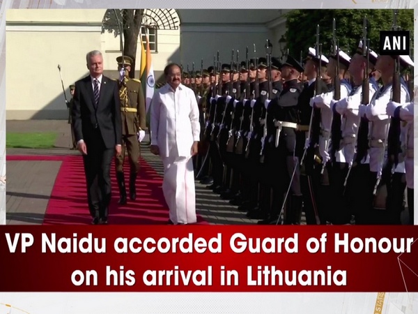 VP Naidu accorded Guard of Honour on his arrival in Lithuania