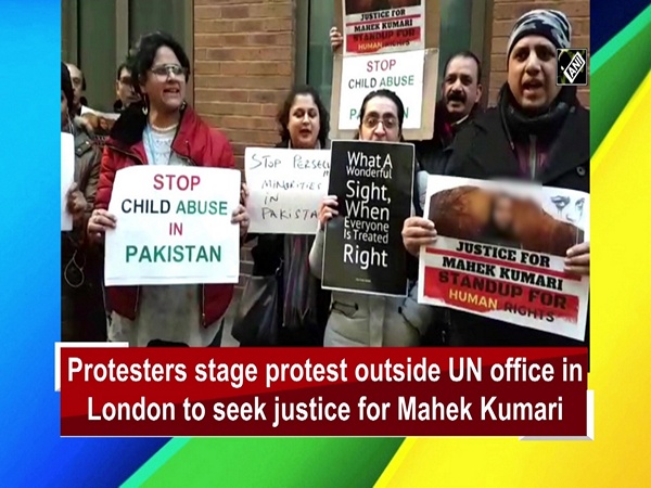 Protesters stage protest outside UN office in London to seek justice for Mahek Kumari