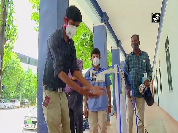 Budding engineers set up automatic hand sanitiser machine at SSLC exam centers in Karnataka