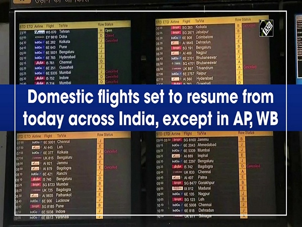 Domestic flights set to resume from today across India, except in AP, WB