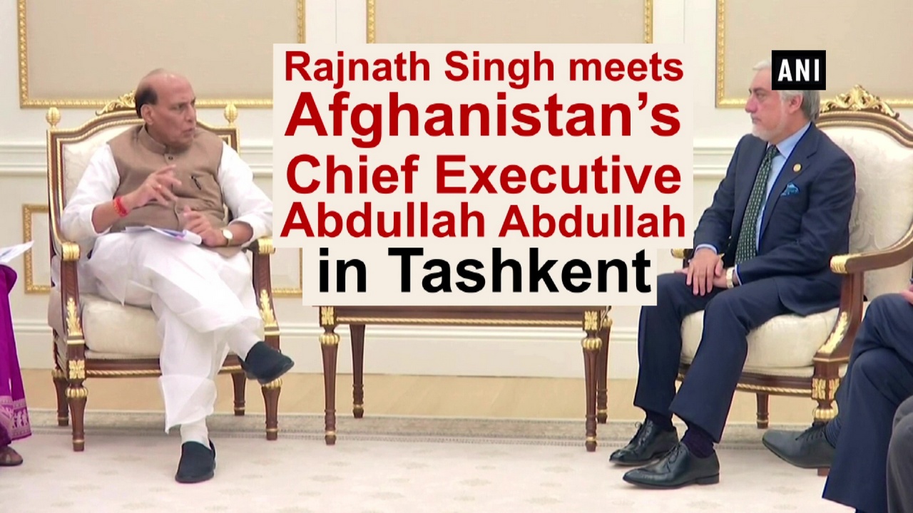 Rajnath Singh meets Afghanistan's Chief Executive Abdullah Abdullah in Tashkent