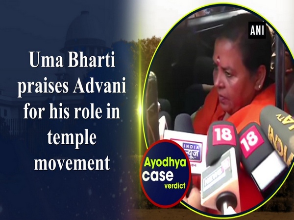 Uma Bharti praises Advani for his role in temple movement