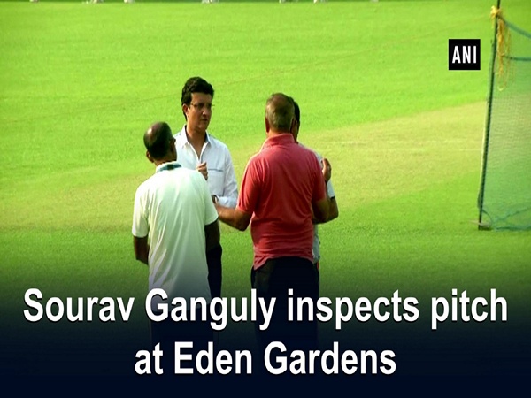 Sourav Ganguly inspects pitch at Eden Gardens