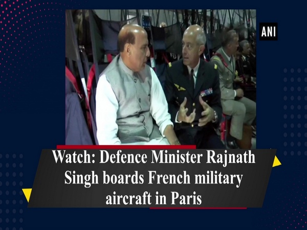 Watch: Defence Minister Rajnath Singh boards French military aircraft in Paris